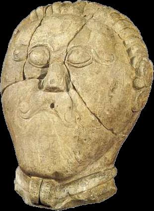Plastika mužské hlavy nalezena v keltské svatyni u Mšeckých