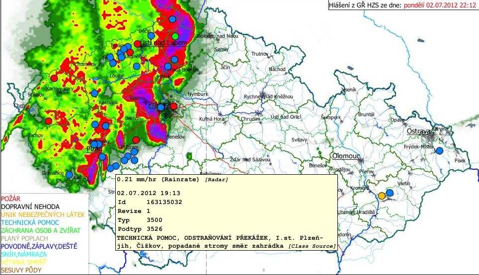 Obr. 9 Hlášení o zásazích HZS ze dne 2.