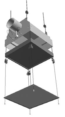 Čistý nástavec CGF/CGG zabudovaný do podhledu (lehký strop LS) Instalace CGF / CGG / CGO Kotvící materiál je