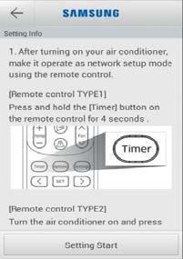 Propojení bezdrátového routeru s klimatizací v síti (Výběr jednoho ze dvou způsobů) Připojení k síti pomocí aplikace v chytrém telefonu Nastavení aplikace v chytrém telefonu Samsung (smartphone s OS
