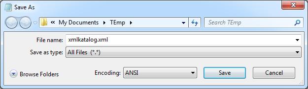 Strana 69 / 110 za názov doplňte.xml. Nastavte Kódovanie/Encoding na ANSI. Potvrďte uloženie. 3.7.4.