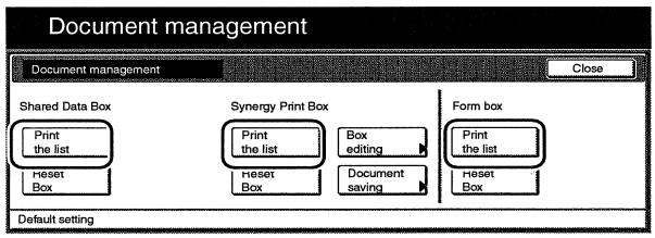 Správa kopírovacího stroje 2) Nastavení boxu pro správu dokumentu 579 Tisk seznamu dokumentů 1.