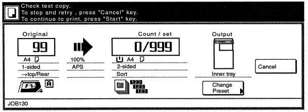 Stiskněte tlačítko "Start". Pokud jsou originály vloženy do podavače originálů, kopírování bude spuštěno. Pokud jsou originály vloženy na předlohové sklo, pokračujte dalším krokem. 7.