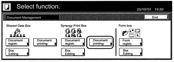 Správa dokumentů 275 2. Stiskněte tlačítko "Tisk dokumentu" pod funkcí "Kombinovaný datový box". 276 3.