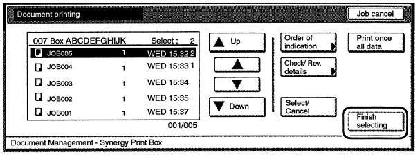 * Pokud chcete tisknout všechny dokumenty v boxu, stiskněte tlačítko "Tisk 1x vše. data". 5. Pokud chcete použít doplňkové funkce jako např.