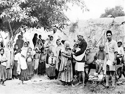 Rural vaccinator in United Provinces, British India,
