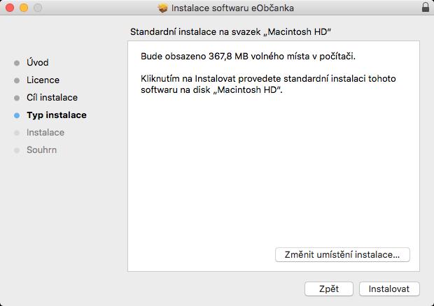 Obrázek 5: Okno pro spuštění procesu instalace Upozornění: Instalační program musí být spuštěn pod uživatelským účtem s oprávněním správce operačního systému.