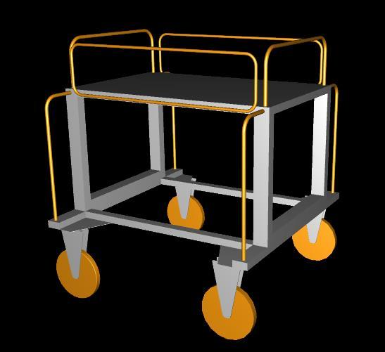 Otočná deska by byla řešená jako stávající horní úložná plocha vozíku, kterou lze po uvolnění aretace otočit. 4.2.