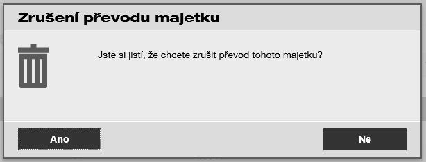 V případě, že bylo zrušení převodu provedeno u Konečné lokace, stav se neaktualizuje automaticky a zůstane stejný, jako byl, když byl majetek v Konečné lokaci.