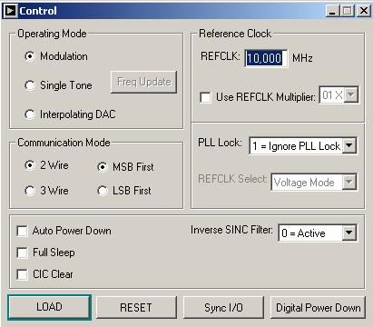 Obr. 3.10: Nastavení filtrů, komunikace, vnitřního kmitočtu a módu AD9857 3.7 Power Management Pokud nedochází k žádnému přenosu dat, je možné snížit spotřebu výkonu na 60 až 70%.
