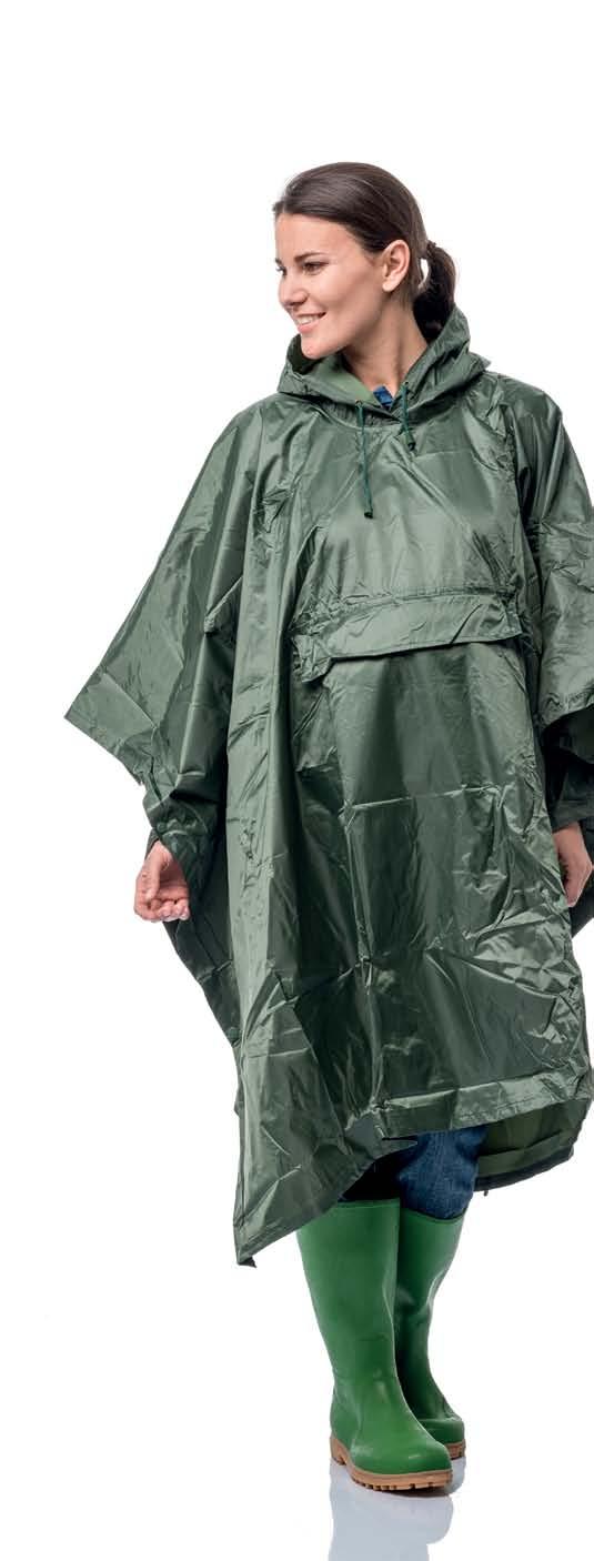 NEPROMOKAVÉ TRADIČNÍ POLYESTER/PVC BASIC POLY/PVC RAINWEAR 01510 PONČO (Barva: 020 zelená) Poskládané do ledvinky, Materiál: Nylon, PVC, podložené švy proti promoknutí Velikost: univerzální Barva: