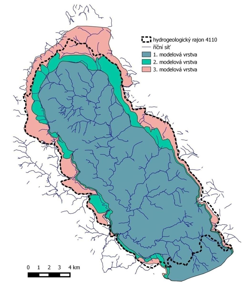 6.2. HYDRAULICKÝ MODEL PROUDĚNÍ PODZEMNÍ VODY Modelové zhodnocení proudění podzemní vody pro oblast hydrogeologického rajonu (HGR) 4110 je zpracováno v rámci prací v modelovém regionu 7, podoblast 7a