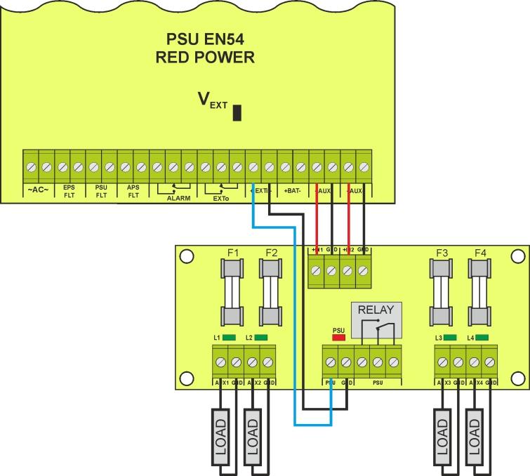 Pojistkovými moduly EN54-LB4 nebo EN54-LB8.