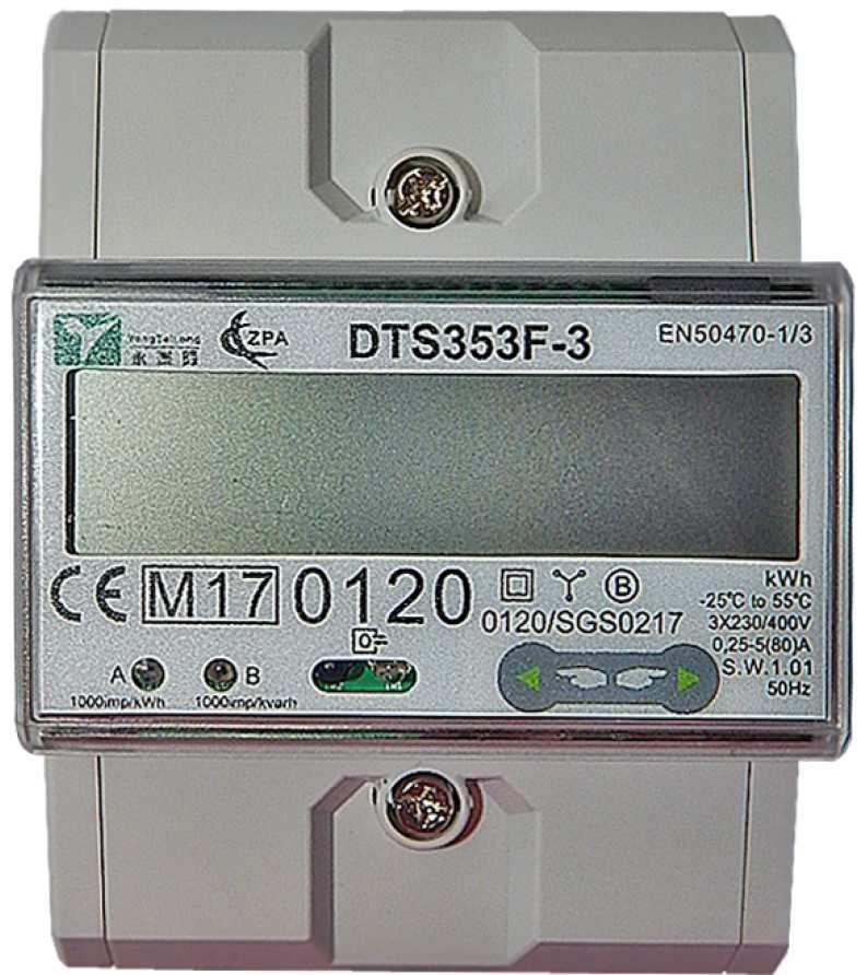 Elektroměry DTS 353F-3 Fakturační elektroměr se schválením dle MID Třífázový elektroměr pro montáž na lištu DIN Přímé (do 80A) provedení Více-tarifní