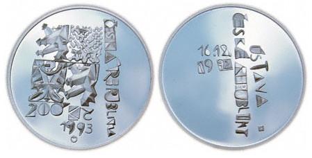 Stříbrná mince vydaná v roce 1993: