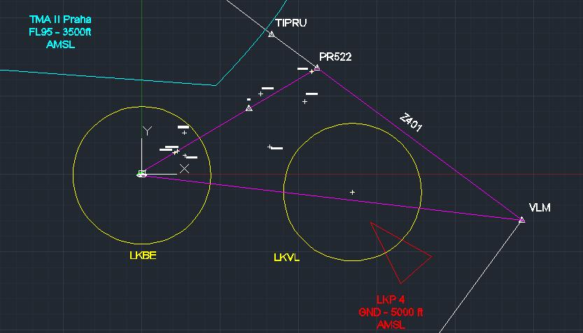 3.2 Konstrukce CBP Pro konstrukci vlastního postupu bylo nejdříve třeba určit směr příletu a přiblížení na základě dráhového systému, protihlukových postupů, překážek a především struktury vzdušného