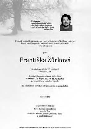 Vz p o m í n k y Dne 28. prosince 2017 uplyne 20 let, kdy nás opustil tatínek a dědeček, pan Josef Matoška z Liptálu č. 143 Dne 12. prosince 2017 by se dožil 90 let. Dne 14.