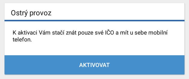 Aktivace ostrého režimu Aktivace OSTRÉHO režimu Zadejte ICO Podle ARESu bude vyhledán subjekt Potvrďte správnost údajů Pokud už je na portálu FiskalPRO na zadané ICO vytvořena žádost o instalaci