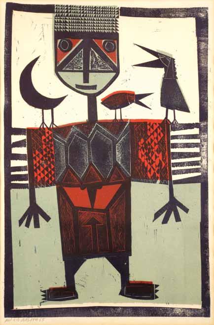 BORN ADOLF (1930 2016) NOČNÍ PTAČÍ ZPĚV, 1965 linoryt, ve výřezu 59 x 38,5 cm, sign.