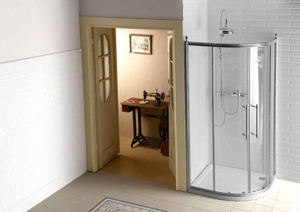 Řada sprchových koutů ANTIQUE Sprchové zástěny řady ANTIQUE ocení nejen příznivci elegance dobového stylu.