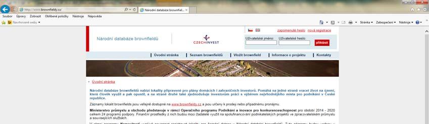 Aktualizace Národní databáze brownfieldů Memorandum o