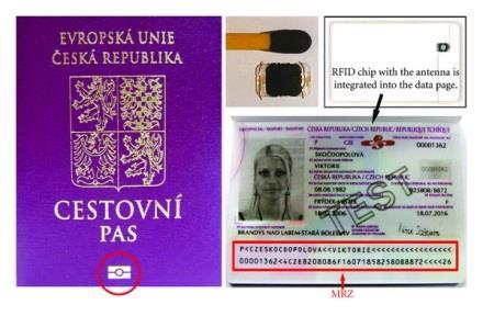 E-Passports The passport contains an electronic chip which holds the same information that is printed on the
