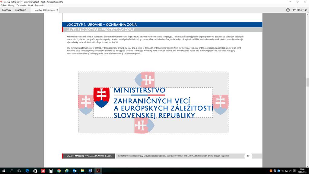 Vymedzenie ochrannej zóny okolo loga ministerstva