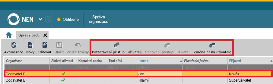 obnovit bez registrace osoby. Pro omezení/obnovení přístupu osoby do systému postupujte dle následujících kroků: 1.