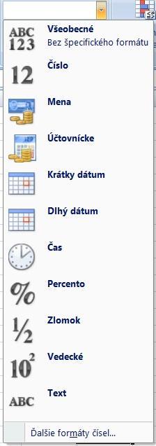 Všetky hore uvedené príkazy nájdete aj v dialógovom okne Formát buniek, ktorý otvoríte kliknutím na šípku v pravom