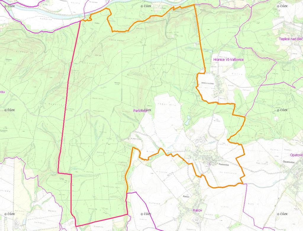 A. NÁZEV OBCE Název části obce (ZSJ): Mapa A: Území obce Paršovice Přehledová mapka