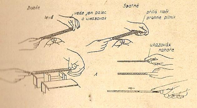 PRÁCE S PILNÍKEM pilníkem pohybujeme oběma rukama, stejnoměrně vpřed a zpět celou jeho délkou,