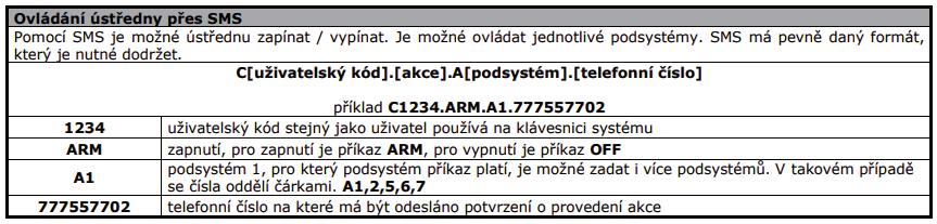 777557702 Odstřežení/vypnutí: Vypnutí EZS;+420730552055;C1234.OFF.A1.777557702 +420730552055 je číslo SIM v ústředně.