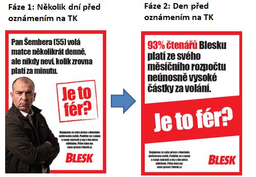 Marketingové kampaně mobilních operátorů Obrázek 14: Zaváděcí kampaň BLESKmobilu 2012 tisk fáze 1 a 2 Zdroj: MediaGuru.