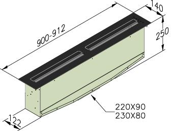 priemer odťahu: 220x90 mm,alebo 230x80 mm čierne ovládanie: dotykové, 4 rýchlosti automatické vypnutie (timer) indikácia zenesenia tukových filtrov použitie na odťah, volitelne na