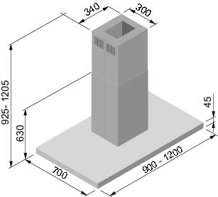 B, nást.120 cm - 338-825 m3/h, 574 Pa, energ.