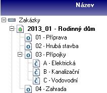 objekt 03 Přípojky na části A Elektrická, B Kanalizační a C Vodovodní. Stisknutím šipky Zobrazit ostatní údaje se v okně zobrazí ukázka, kde vidíte, kam se vkládaná zakázka vloží.