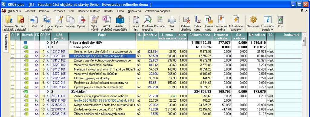 3 VYTVOŘENÍ ROZPOČTU 3.6.1 VÝKAZ VÝMĚR V programu KROS plus slouží pro složitější výpočty množství položek výkaz výměr.