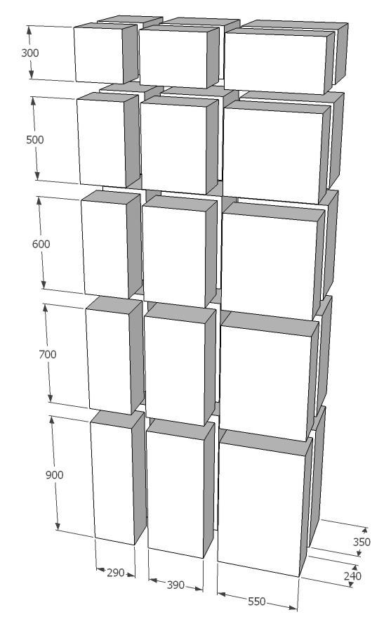 Systém skříní 3D Systém skříní 3D Skříně jsou řešeny jako stavebnice z jednotlivých komponentů o výšce 300, 500, 600, 700 a 900 mm, šířce, a mm a hloubce a mm.