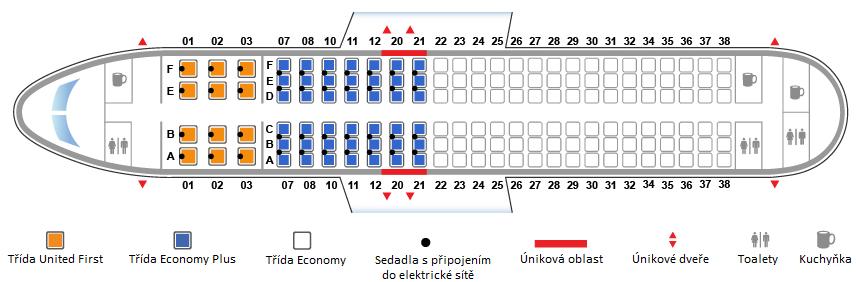 Kapacita pro cestující je 180 nebo 150 míst k sezení. Tato hodnota je závislá od zvolené konfigurace paluby.