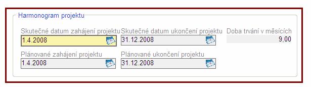 Projekt část Harmonogram Projektu Doporučujeme vyplnit skutečné i plánované hodnoty Vyplněním hodnot zabráníte