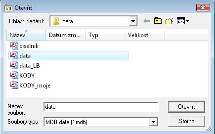 a archivovaná data VÚMPE nalistujeme pomocí standardního dialogu.