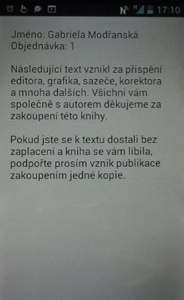 7 je tiráží stažené e-výpůjčky. Obrázek 5: Náhled e-výpůjčky v aplikaci ereading.cz, záložka místní Obrázek 6: Náhled e-výpůjčky v aplikaci ereading.