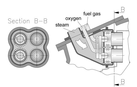 VUT Brno FSI EÚ Andriy Tkachuk Smíšený teelný cyklus.5 Design komonentů Na obrázku dole idíme celkoé usořádání jednotliých zařízení. Turbosoustrojí má 3 hřídele.