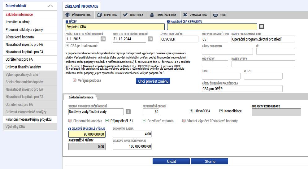 g) Žadatel následně klikne do datové oblasti Udržitelnost pro FA a zkontroluje, zdali je u Udržitelnosti projektu zobrazena zelená fajfka a nikoliv červený křížek: h) Po vyplnění všech relevantních