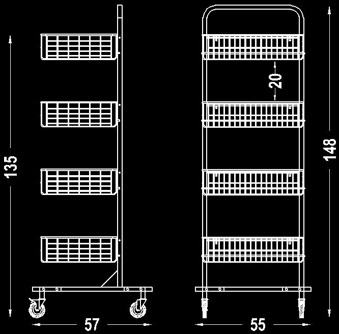 brake, 4 x stainless basket 01513 Nerez stojan 5011 stainless stand