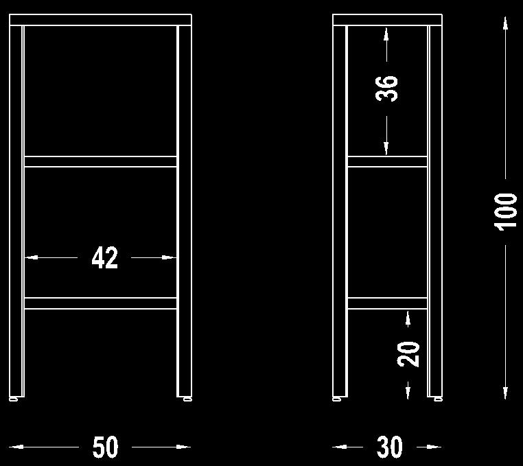 CELKOVÁ VÝŠKA ÚPRAVA MOŽNÁ P O Č E T I C P O L Nerez regál 02 stainless shelf 02