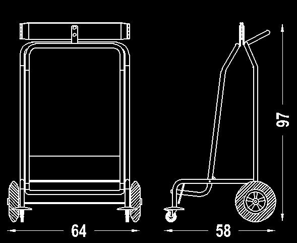 brzdou 2 x pevné kolo ø 20 cm Objem 80 l 2 x