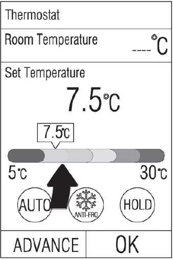 Dostupné jsou 4 režimy s přednastavenou teplotou: Comfort, Semicomfort, Economy a Frost Protection. V případě přerušení napájení pokojového termostatu dojde ke ztrátě všech nastavení.