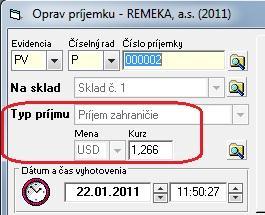 14. Sklad - Pohyby na sklade - Príjem V prípade, ak evidujete príjemku od zahraničného partnera v cudzej mene, pri príjme je potrebné zvoliť