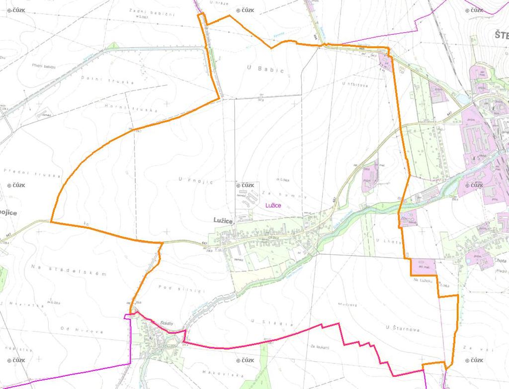 A. NÁZEV OBCE Název části obce (ZSJ): Lužice Mapa A: Území obce Přehledová mapka Kód